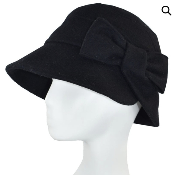 Dupatta Adelaide Black Wool Blend Cloche Hat - OSFM main image 7
